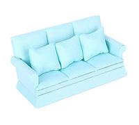ZJchao Canapé de Maison de Poupée avec Oreiller, Tissu en Bois avec canapé de 3pcs Meubles de Maison de Poupée pour Décoration de de (Blue)
