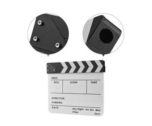 ZJchao Clap Effaçable à Sec pour Ardoise de Scène de Réalisateur de Télévision, de Cinéma et de Production Cinématographique avec Marqueur et Gomme (Bâton Blanc et Noir)