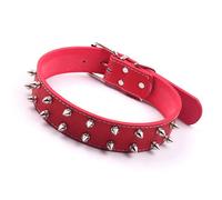ZJchao Collier pour Chien élégant à Pointes pour Races Moyennes à Grandes, Collier Réglable en Cuir PU avec Rivets Métalliques, Design d'inspiration Punk pour Chiens et Ajustement Confortable (Rouge)