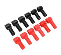 ZJchao Couvercle de Borne, Caoutchouc 6 Red 6 Couvre-bornes Noires Couvercle de Borne de Voiture pour Le Goujon