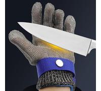 ZJchao de Fil en Acier Inoxydable Glove Coupte Coup Résistant Chain Mail Glove avec une Protection de Coupe de Niveau à 5 Niveaux pour le Travail de Tronçonneuse de Coupe de Viande (L)