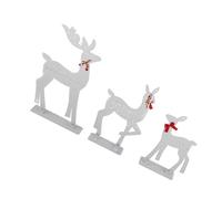 ZJchao Décoration de Noël des Rennes, 3pcs Chauds Blanc Léger en Fer LED Famille Famille Rendeer Set Lighted Tabletop Decor Deer Decor Christdoor Hower Holiday Decorations for Outside Indoor Garden