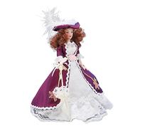 ZJchao Doll House Personnes Figures, Miniature Porcelain People Victorian Style Victorian Purple Jupe Chapeau Femme Céramique Doll Pollaine Dollhouse pour 1/12 House Decoration