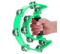 ZJchao Double Rangée Jingles Handbell Tambourin Instrument de Musique à Percussion avec une Excellente qualité Sonore pour Enfants Adultes Famille Groupe Performance Plastique Métal (GREEN)
