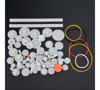 ZJchao Engrenages en Plastique, 75 Pièces Ensemble de Manchons d'arbre de Poulie de Courroie en Plastique ABS Engrenage de Boîte de Vitesses avec Dents Droites de Broche pour Accessoires de Jouets