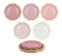 ZJchao Ensemble D'Assiettes Jetables 50 Pièces, Assiettes de Service à Dessert en Papier à Bord doré Résistant à L'huile avec Serviettes pour Fête D'anniversaire de Mariage