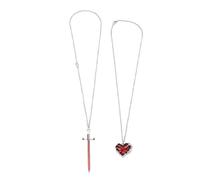 ZJchao Ensemble de Colliers pour Couple « Cœur et Épée » - Colliers Assortis avec Pendentifs Cœur émaillé Rouge et Épée - pour la Saint-Valentin ou un Anniversaire, pour (18.00)