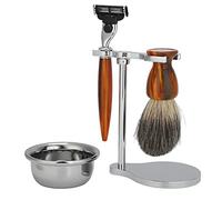 ZJchao Ensemble de Kit de Rasage Professionnel 4pcs Accessoires de Rasage Masculin avec Bol en Acier Inoxydable et Brosse à Raser pour Rangement trisé Sec