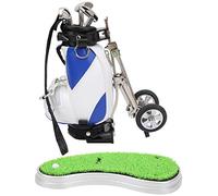 ZJchao Ensemble de Stylos, 3 Stylos à Bille avec Mini Sac et Pelouse Verte Simulée, pour la Décoration de Bureau et Les Amoureux (Bleu Blanc)