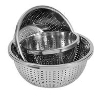 ZJchao Ensemble de Tamis à Riz en Acier Inoxydable, 3 Pièces, Passoire de qualité Alimentaire Polie Miroir avec Base Antidérapante, pour Laver le Riz et les Légumes