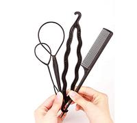 ZJchao Ensemble D'Outils de Coiffure 3 Pièces, Kit de Tressage de Cheveux Bricolage avec 3 Outils Différents pour un Usage Domestique Professionnel