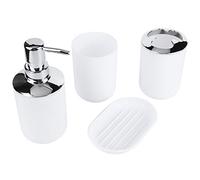 ZJchao Ensembles de Bain pour Salle de Bain, 4 Pièces, Kit de Salle de, Accessoire de Porte-brosse à Dents, Tasse de Rangement de Lotion en Plastique, Tasse de Rinçage, Porte-savon, Ensemble (WHITE)
