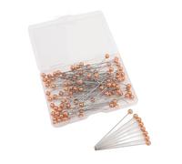 ZJchao Épingles à Boutonnière, épingles à Coudre à Tête Sphérique Nacrée avec 100 Pièces à Tête Sphérique Nacrée Couture Quilting à Coudre Droites à pour Bouquets Tissu Floral (Orange)