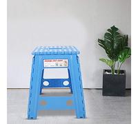 ZJchao Escabeau Pliant Compact Antidérapant, Siège Pliable Léger et Portable pour Adultes et sans Danger pour Une Utilisation à la Maison ou en Voyage (Point Blanc Bleu Saphir)