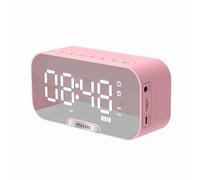 ZJchao Haut-Parleur Bluetooth avec Réveil Numérique, Multifonctionnel Réveil de de Miroir numérique avec Haut-Parleur BT et Radio FM et Affichage de la température pour la Maison et Le Bureau (Pink)