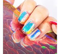 ZJchao Ice Cube Nail Autocollants Irisés Transparent Symphony Holographic Nail Art Decoration For Festival Party Diy Manucure Cellophane Multi Color 10 Feuilles (Couleur assortie #98)