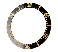ZJchao Insert de Lunette de Montre, Accessoire de Remplacement de Réparation de Bague de Lunette de Montre en Céramique de 40 Mm pour Horloger (Dos Noir de caractère d'or)