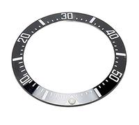ZJchao Insert de Lunette de Montre, Accessoire de Remplacement de Réparation de Bague de Lunette de Montre en Céramique de 40 Mm pour Horloger (Caractère Blanc Dos Noir)