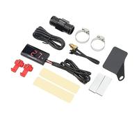 ZJchao Jauge de Température Numérique pour Moto - LCD Ultra Fin DC 12 V avec Adaptateur de Capteur 22 Mm pour la Plupart des Vélos, Fonction d'alerte et Installation Facile Rouge (rouge)