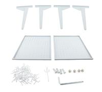 ZJchao Kit de Panneau perforé en Métal, Tableau Organisateur de Bijoux avec 24 Crochets et Base Lestée pour Salons Commerciaux, Boutiques, Expositions, Présentoir de Vente au Détail (WHITE)