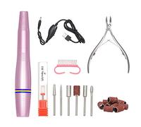 ZJchao Kit de Perceuse à Ongles électrique USB, Stylo de Manucure, Perceuse à Ongles avec 6 Forets, Coupe-cuticules, 10 Bandes de Ponçage, Brosse à Poussière pour en Acryli (PINK)