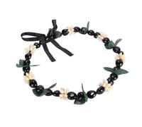 ZJchao Kukui Nut Lei, élégant à la Mode à la Mode à la Main à la Main à la à la Hawaiian Collier Kukui Nut Lei Collier pour la Remise des Diplômes Hawaiian Party (BLACK)