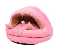 ZJchao Lit pour Chat, Grotte pour Chat à moitié Fermée, Ultra Douce, Amovible, Lavable, avec Oreilles Adorables et Balle Jouet, pour Chats D'intérieur (L)