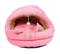 ZJchao Lit pour Chat, Grotte pour Chat à moitié Fermée, Ultra Douce, Amovible, Lavable, avec Oreilles Adorables et Balle Jouet, pour Chats D'intérieur (M)