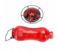 ZJchao Mangeoire pour Colibris en Verre, 5 Ports d'alimentation pour Fleurs en Métal avec Douve Intégrée et Perchoir à 360 Degrés, Anneau d'étanchéité étanche pour L'extérieur