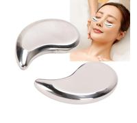 ZJchao Masque pour les Yeux en Acier Inoxydable 304 en Forme de Lune Incassable Sous les Yeux, Packs de Refroidissement pour Compresse Froide et Chaude, Sac de Glace Réutilisable pour