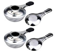 ZJchao Mini Réchaud à Alcool, Brûleur en Acier Inoxydable à Cadre Réglable avec Poignée Anti-brûlure, pour Camping en Plein Air, Randonnée, Pique-nique ou Fondue D'intérieur (SILVER)