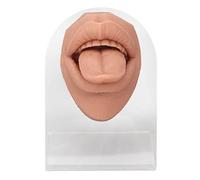 ZJchao Modèle de Bouche, Faux Piercing de Frein de Langue en Silicone avec Support en Acrylique pour Lèvre, Présentoir de Bijoux de Langue (Blond chair)