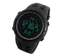 ZJchao Montres de Sport pour Hommes, Chronographe Numérique, avec Double Affichage de L'heure, Chronomètre, Alarme, étanche à 50 M, pour la Course à Pied, Les Activités de Plein Air, (Black)