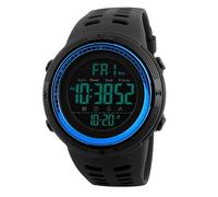 ZJchao Montres de Sport pour Hommes, Chronographe Numérique, avec Double Affichage de L'heure, Chronomètre, Alarme, étanche à 50 M, pour la Course à Pied, Les Activités de Plein Air, (Bleu)