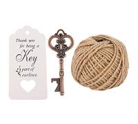 ZJchao Ouvre-bouteille en Forme de clé avec Carte D'étiquette et Ficelle Style Vintage élégant Cadeaux de Fête en Alliage de Zinc Durable pour L'obtention du (50 pièces + étiquette + corde de chanvre)