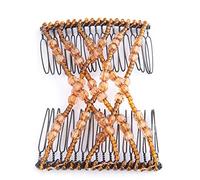 ZJchao Perles, Perles à Pince à Double Peigne à Cheveux Extensibles - Double Peigne Extensible pour les Types de Cheveux, Disque à élégant pour une Tenue Sûre et un Confort (Café)