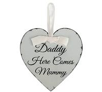ZJchao Plaques pour L'artisanat, Signe Suspendu, Vintage Love Coeur Forme Papa Ici Vient Maman de Mariage Paillement Suspendu Plaque de Pagin de Piste de Babillard avec la Phrase
