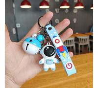 ZJchao Porte-clés, Matériau PVC Inodore et Sûr, Porte-clés Spatial de Style Cloche Mignon avec un Design de Dessin animé Unique pour Adultes et Enfants (Astronaute bleu (style cloche))