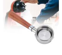 ZJchao Porte-filtre sans Fond de 58 Mm, Porte-filtre à café à 3 Oreilles en Acier Inoxydable avec Poignée en Bois Massif et écran pour Machines à café Petrus et Gemilai, Baristas