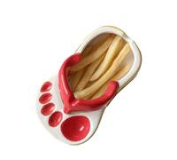 ZJchao Porte-frites, Accessoires de Charcuterie, Assiette à Collation en Céramique, Tongs Mignonnes en Forme de Vaisselle et Accessoires pour Collation, Chips, Service de Sauce Soja (rouge)