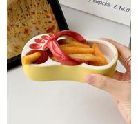 ZJchao Porte-frites, Vaisselle et Accessoires en Céramique, Tongs Mignonnes en Forme de Porte-frites, Assiette à Collation pour Collation, Chips, Service de Sauce Soja (rouge)