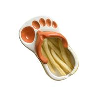 ZJchao Porte-frites, Vaisselle et Accessoires en Céramique, Tongs Mignonnes en Forme de Porte-frites, Assiette à Collation pour Collation, Chips, Service de Sauce Soja (ORANGE)