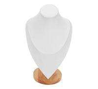 ZJchao Présentoir de Buste de Bijoux, Présentoir de Collier en Cuir et Bois Massif Anti-rayures 19x11,5x29 Cm, de Collier pour Fenêtre de Magasin, Maison (WHITE)