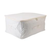 ZJchao Rangement pour Vêtements, Sac de Rangement Pliable pour Couvertures en Tissu de Coton et de Lin, avec Poignées Renforcées, Fermeture éclair, Lavable pour L'organisation à