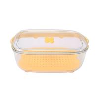 ZJchao Récipient de Stockage des Aliments, ABS Jaune Hermétique avec 2 Trous D'aération et Support de Séchage surélevé, Poignée Robuste pour Fruits, Légumes, Collations, Préparati