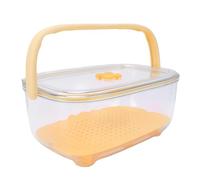 ZJchao Récipient de Stockage des Aliments, ABS Jaune Hermétique avec 2 Trous D'aération et Support de Séchage surélevé, avec Poignée Robuste pour Fruits, Légumes, Collations, Camp