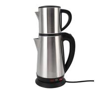 ZJchao Selon Turc en Acier Inoxydable Kettle Electric Turkish Tea Maker Set 1L & 2L avec Infuseur Détachable pour le Brassage de la Tisane Noire à la Maison (Prise UE 220V)