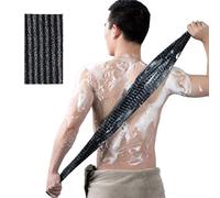 ZJchao Serviette de Bain Exfoliante Extra Longue et Large pour le Corps, avec Nettoyage Double Face et Mousse Riche, pour Homme et Femme, 101,6 Cm (Noir rayé)