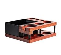 ZJchao Station de Bourrage à Expresso, Support en Bois Double Couche pour Porte-filtre de 51 à 58 Mm avec Support à Ressort Télescopique Adaptatif et Pieds en Silicone Antidérapants, (carré)