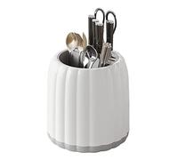 ZJchao Support de Bloc de Couteaux Rotatif à 360 °, Organisateur de Cuillère Rotatif, Support D'ustensiles de Grande capacité Détachable avec Seau Amovible pour le Rangeme (WHITE)